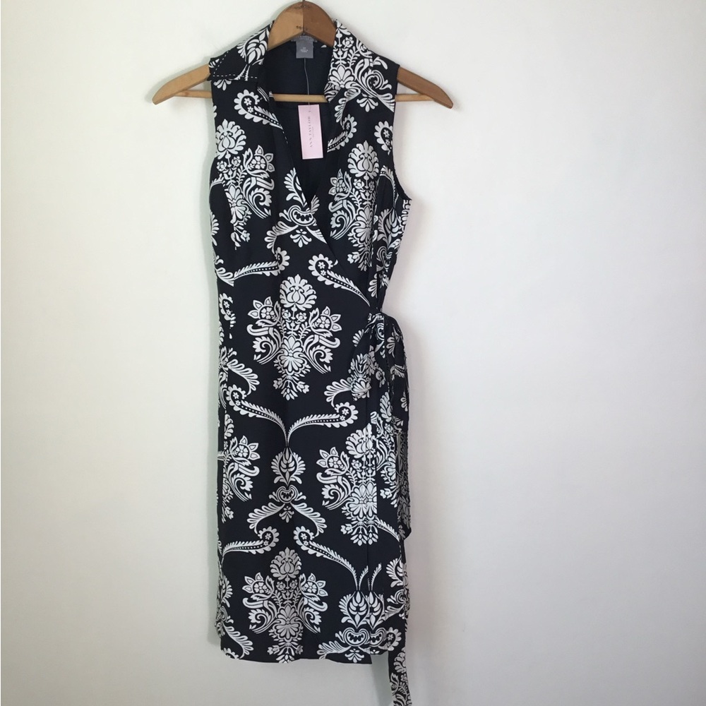 Ann Taylor Factory 100% Silk Collared Sleeveless Wrap Dress